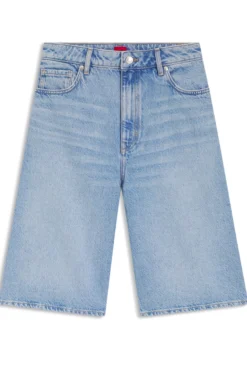 Shorts aus leuchtend blauem Denim mit weitem Beinverlauf