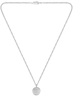 Silberfarbene Halskette mit Double-B-Monogramm-Medaillon