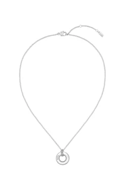 Silberfarbene Halskette mit Logo-Ring
