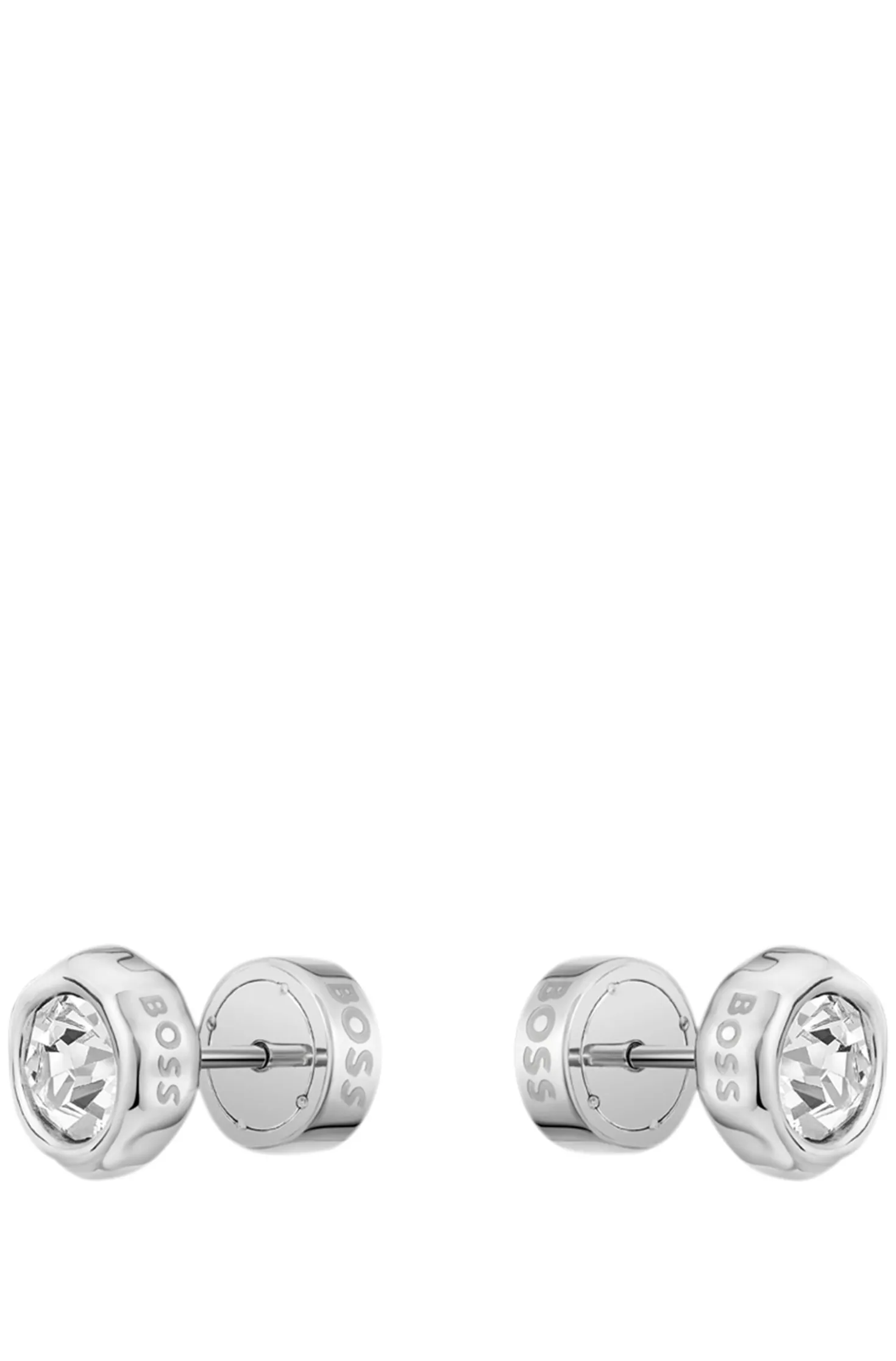 Silberfarbene Ohrstecker mit zentralem Kristall