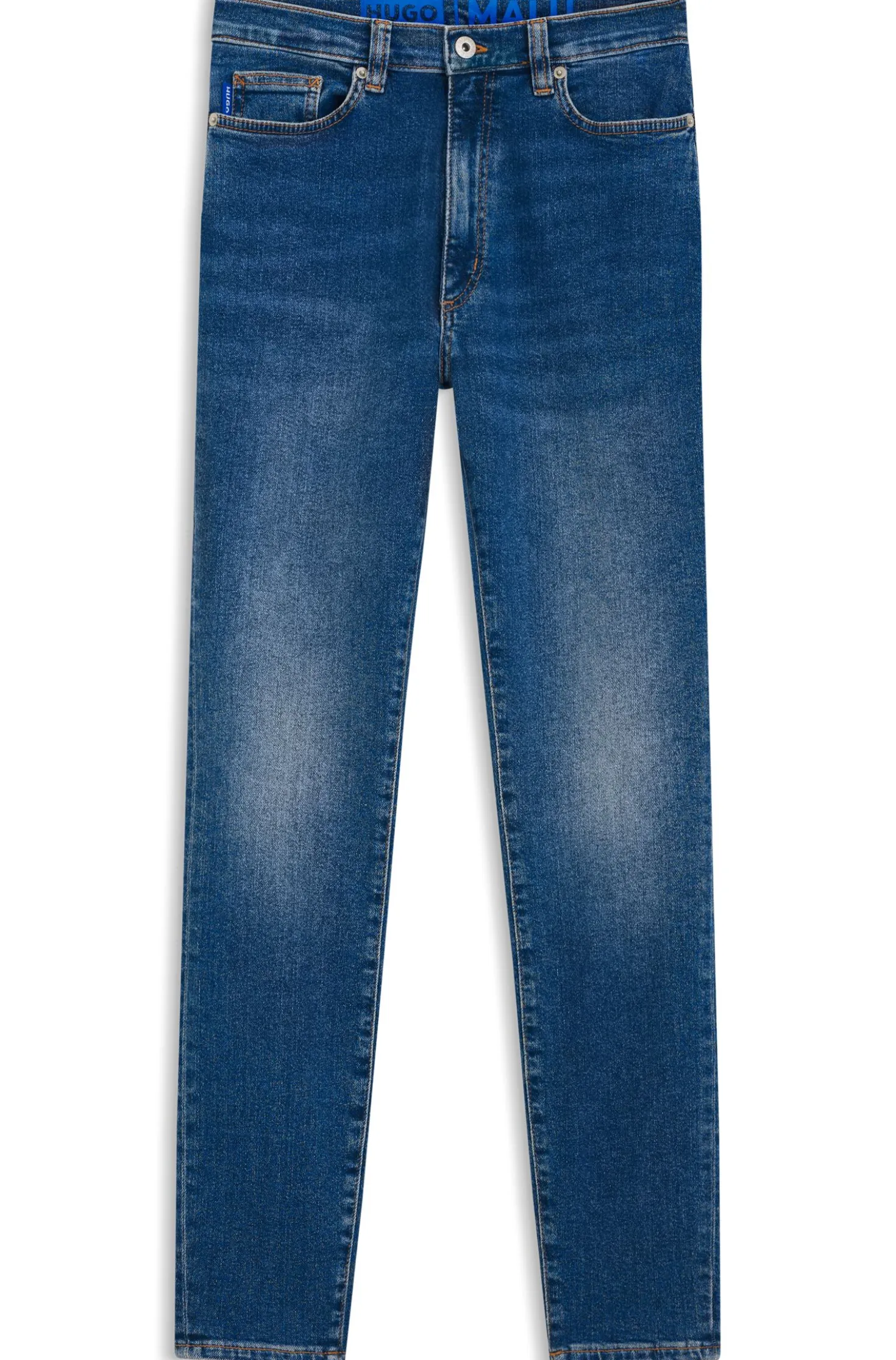 Skinny-Fit Jeans aus mittelblauem Stretch-Denim