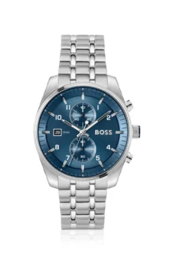 SKYTRAVELLER Chronograph mit blauem Zifferblatt und Edelstahlarmband