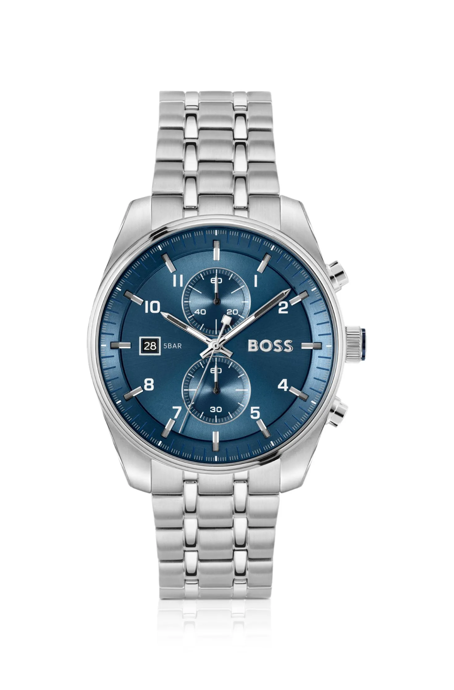 SKYTRAVELLER Chronograph mit blauem Zifferblatt und Edelstahlarmband