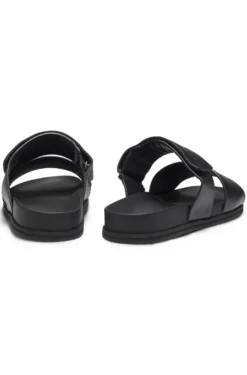 Slides aus Leder mit Klettverschlussriemen