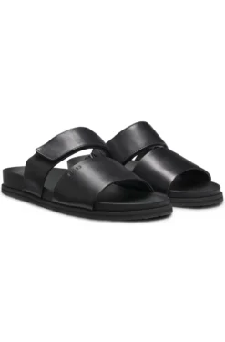 Slides aus Leder mit Klettverschlussriemen