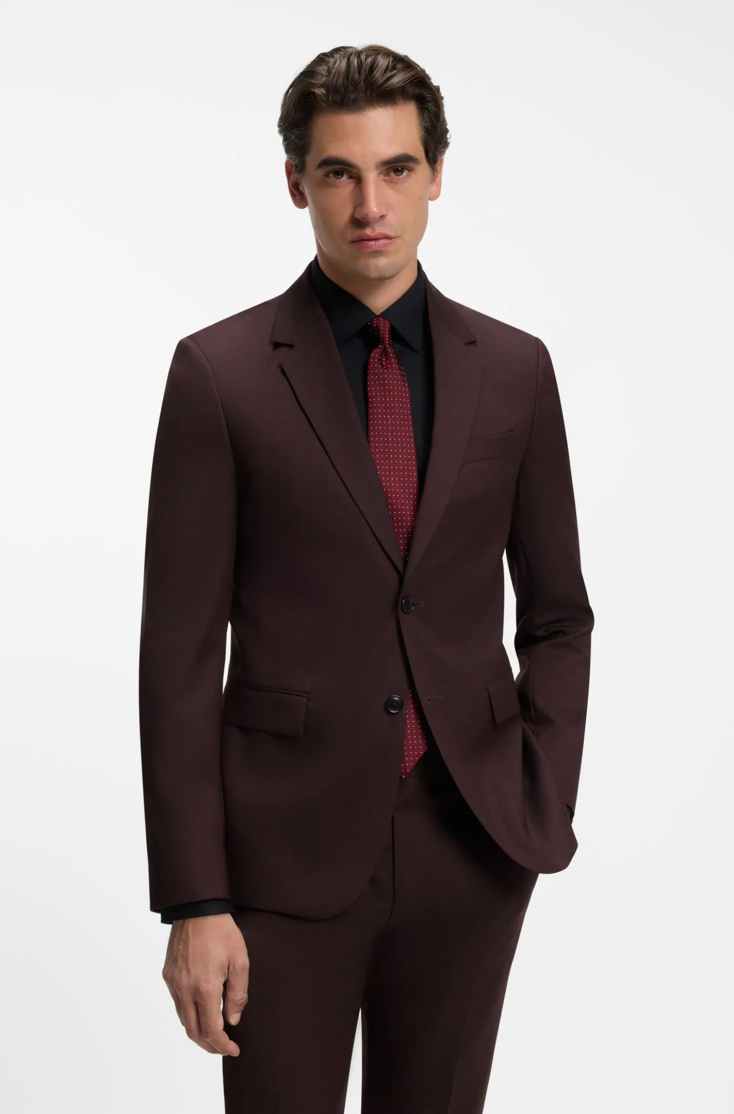 Slim-Fit Anzug aus fein gemusterter Schurwolle