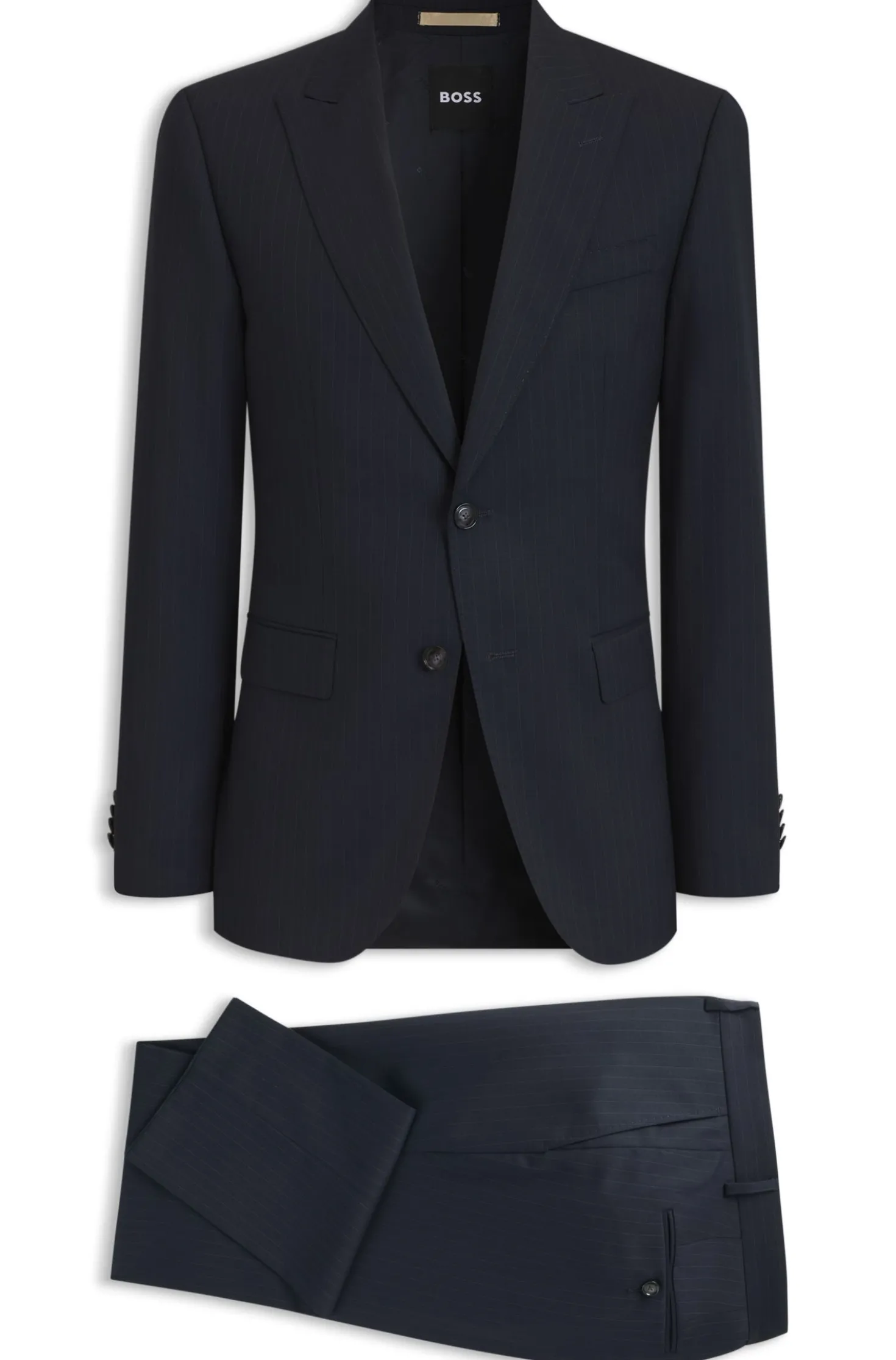 Slim-Fit-Anzug aus gestreifter italienischer Schurwolle