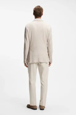Slim-Fit Blazer aus gestreiftem Leinen-Mix mit Baumwolle