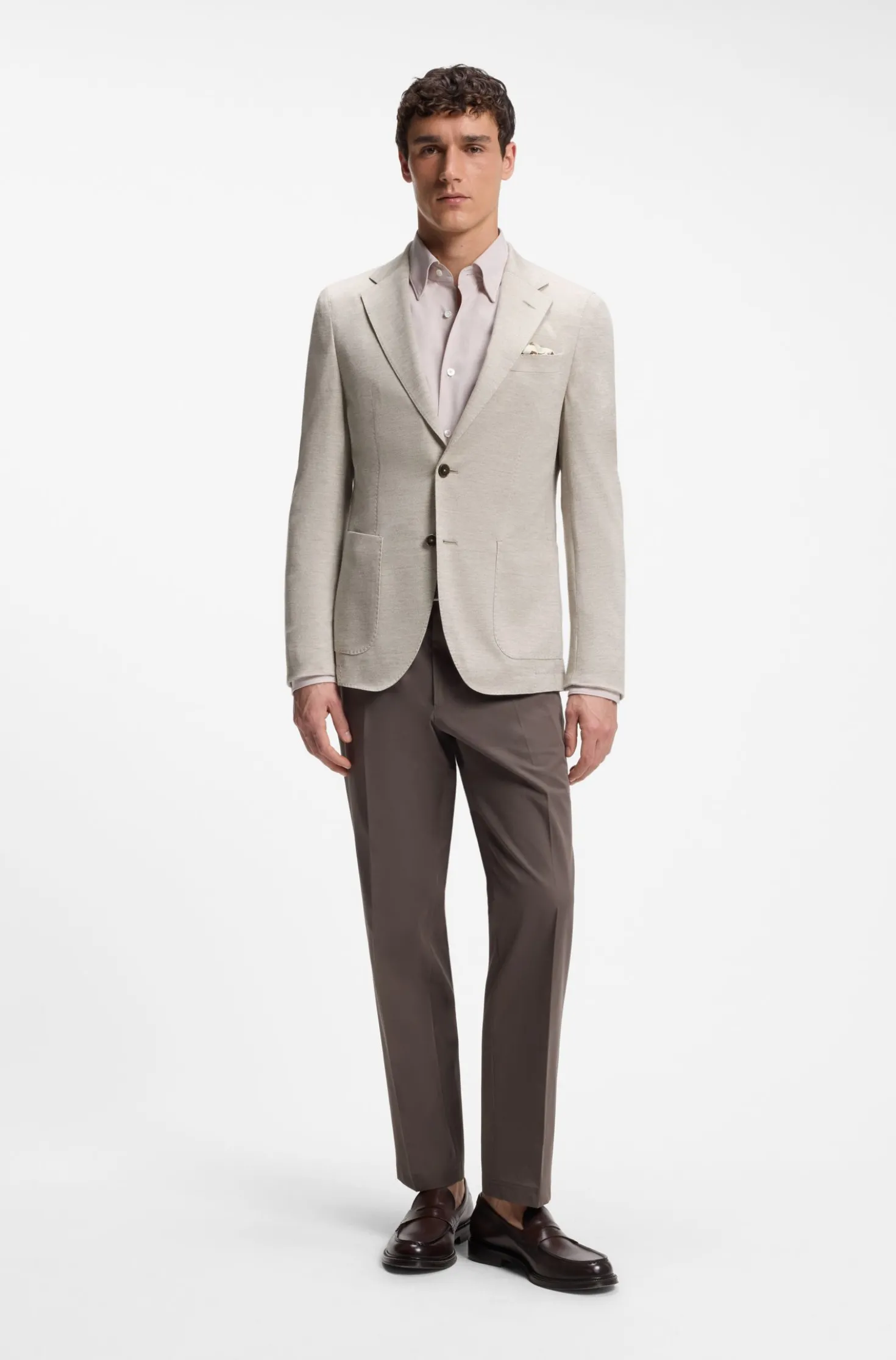 Slim-Fit Blazer aus Schurwolle mit Baumwolle