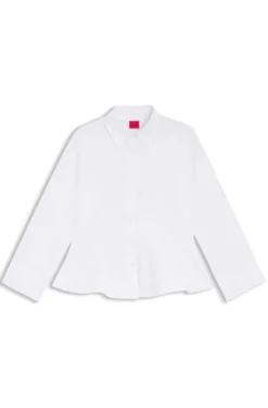 Slim-Fit Bluse aus Baumwolle mit Schößchensaum
