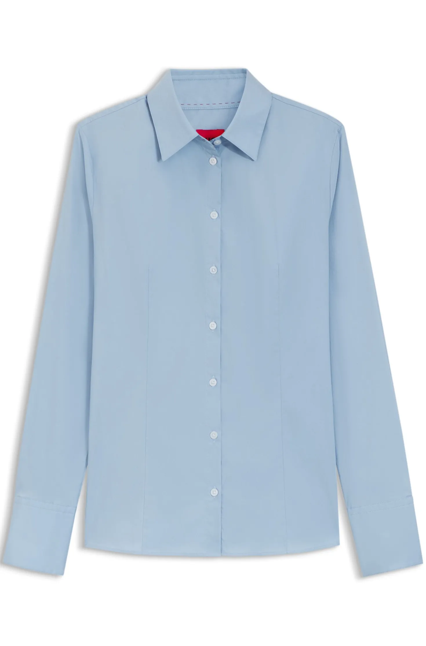 Slim-Fit Bluse aus bügelleichtem Baumwoll-Mix mit Twill-Struktur