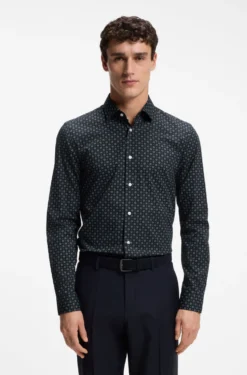 Slim-Fit Business-Hemd aus elastischer Popeline