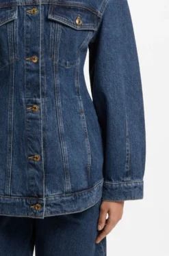 Slim-Fit Denim-Jacke mit Sanduhr-Silhouette aus japanischem Baumwoll-Denim