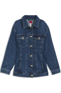 Slim-Fit Denim-Jacke mit Sanduhr-Silhouette aus japanischem Baumwoll-Denim