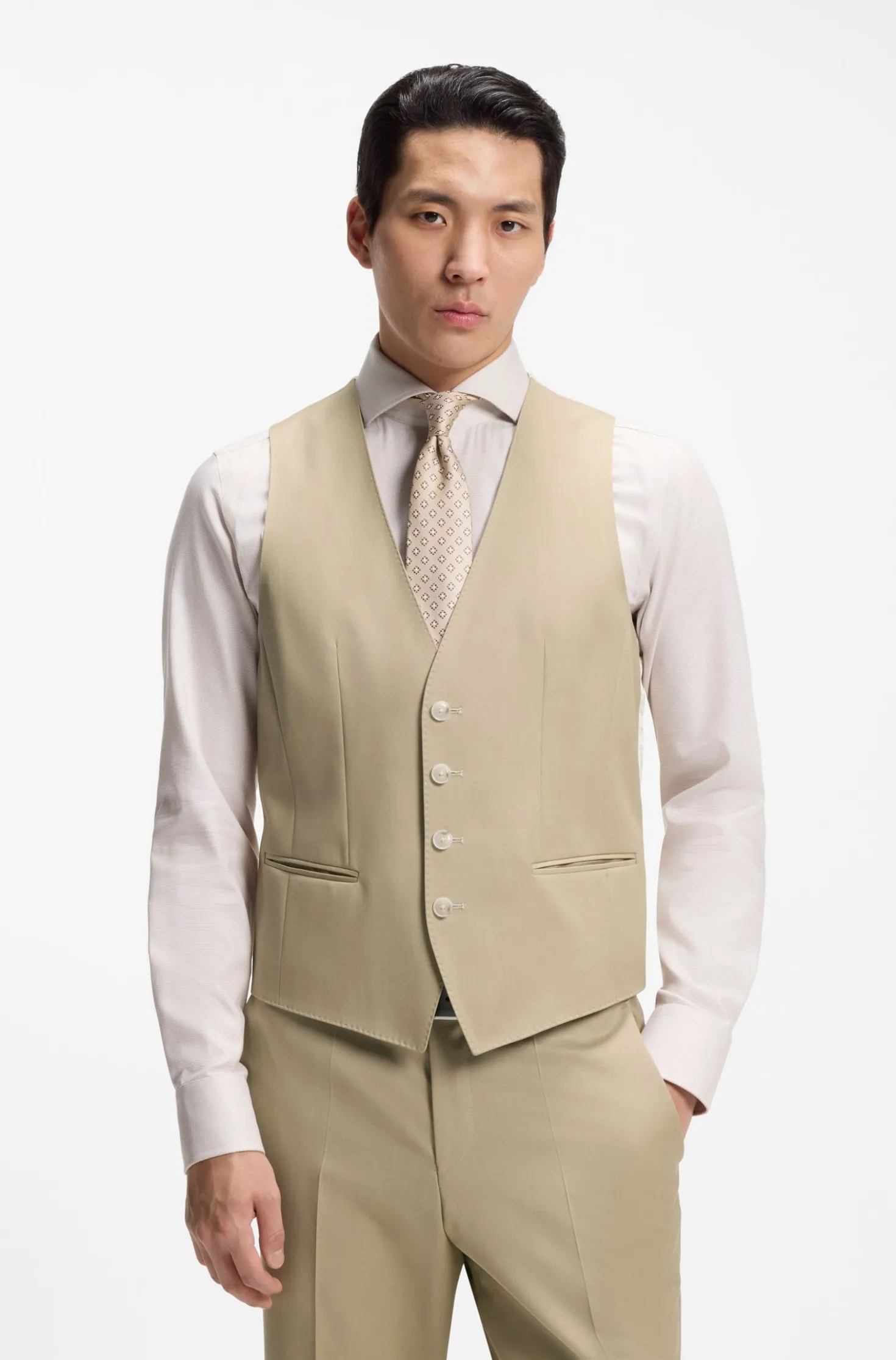Slim-Fit Dreiteiler aus Schurwoll-Serge