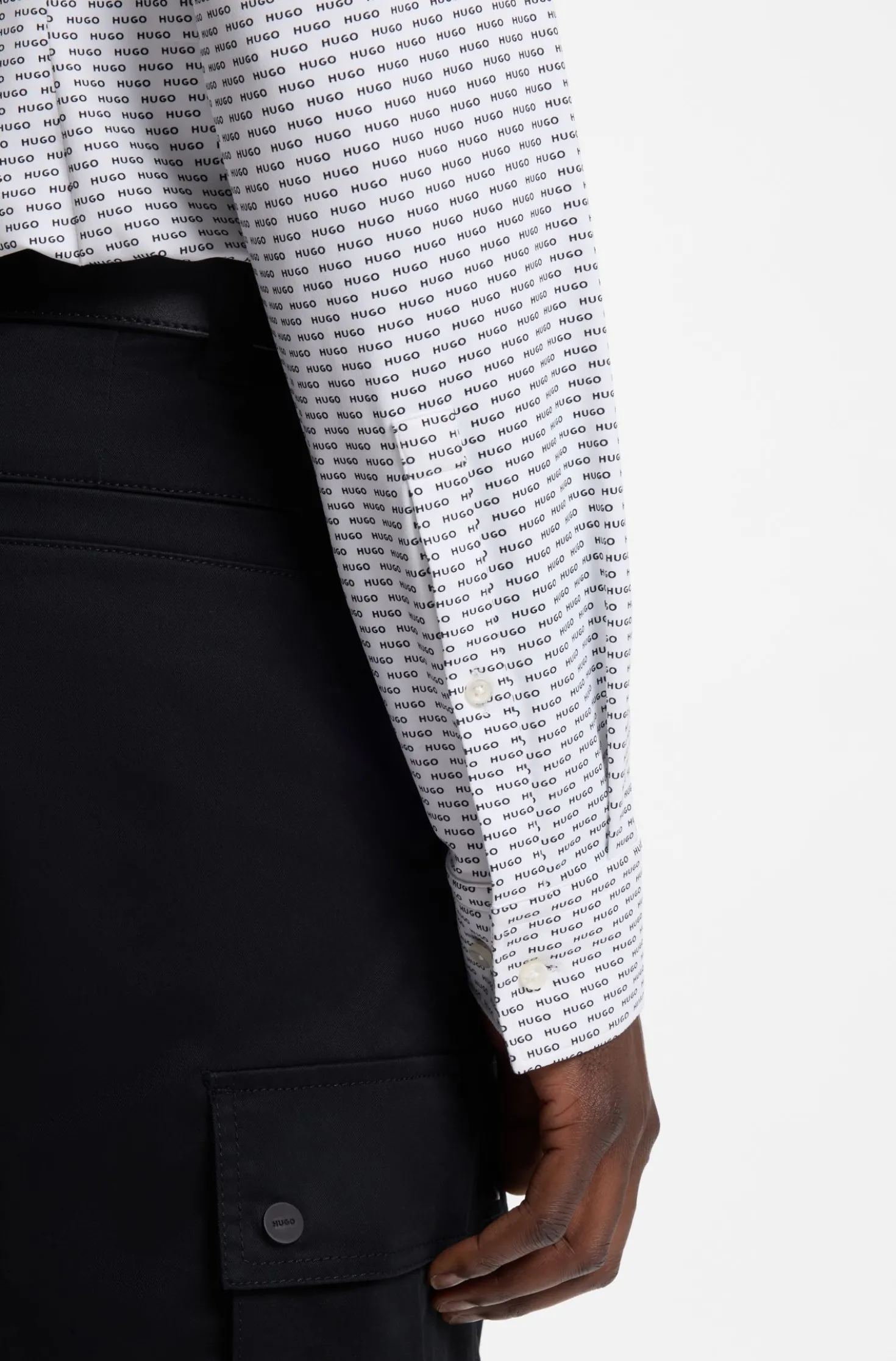Slim-Fit Hemd aus bedrucktem Stretch-Jersey