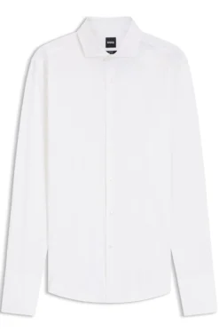 Slim-Fit Hemd aus gestreifter Stretch-Baumwolle mit bügelleichtem Finish