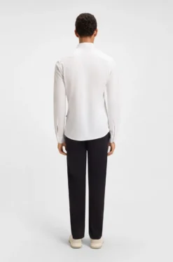 Slim-Fit Hemd aus meliertem Baumwoll-Jersey