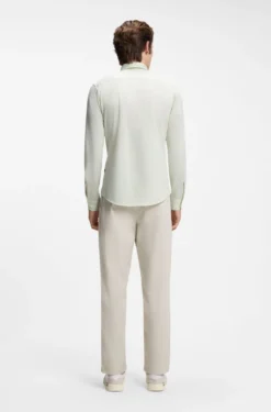 Slim-Fit Hemd aus meliertem Baumwoll-Jersey