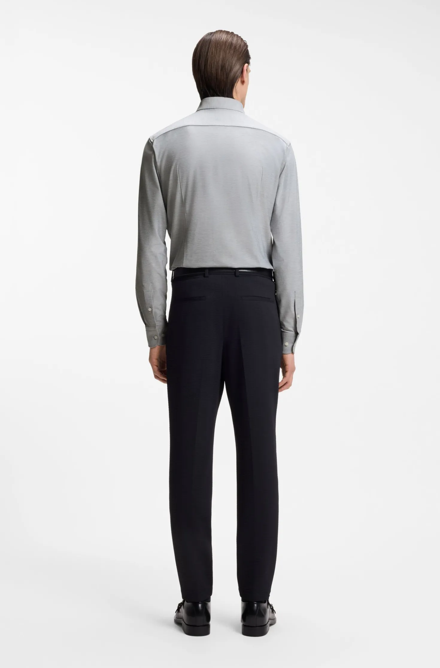 Slim-Fit Hemd aus meliertem Performance-Stretch-Jersey