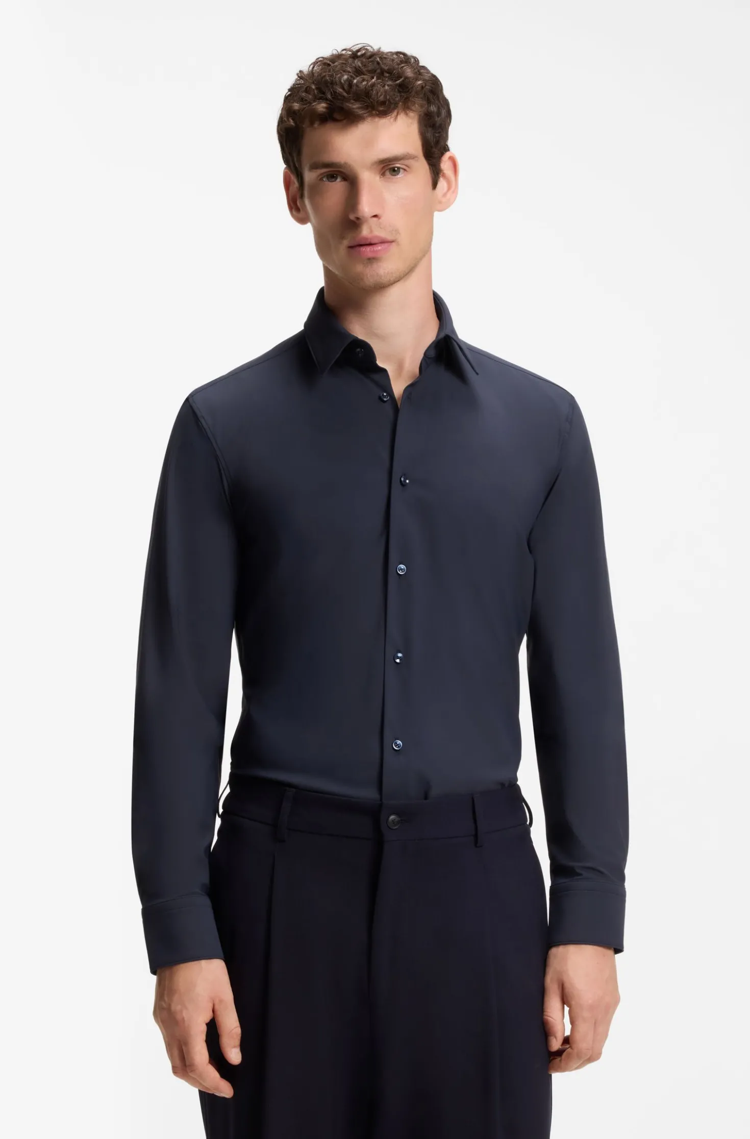 Slim-Fit Hemd aus Performance-Stretch-Jersey