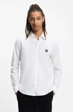 Slim-Fit Hemd aus Stretch-Baumwoll-Canvas