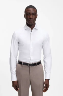 Slim-Fit Hemd aus strukturiertem Baumwoll-Twill