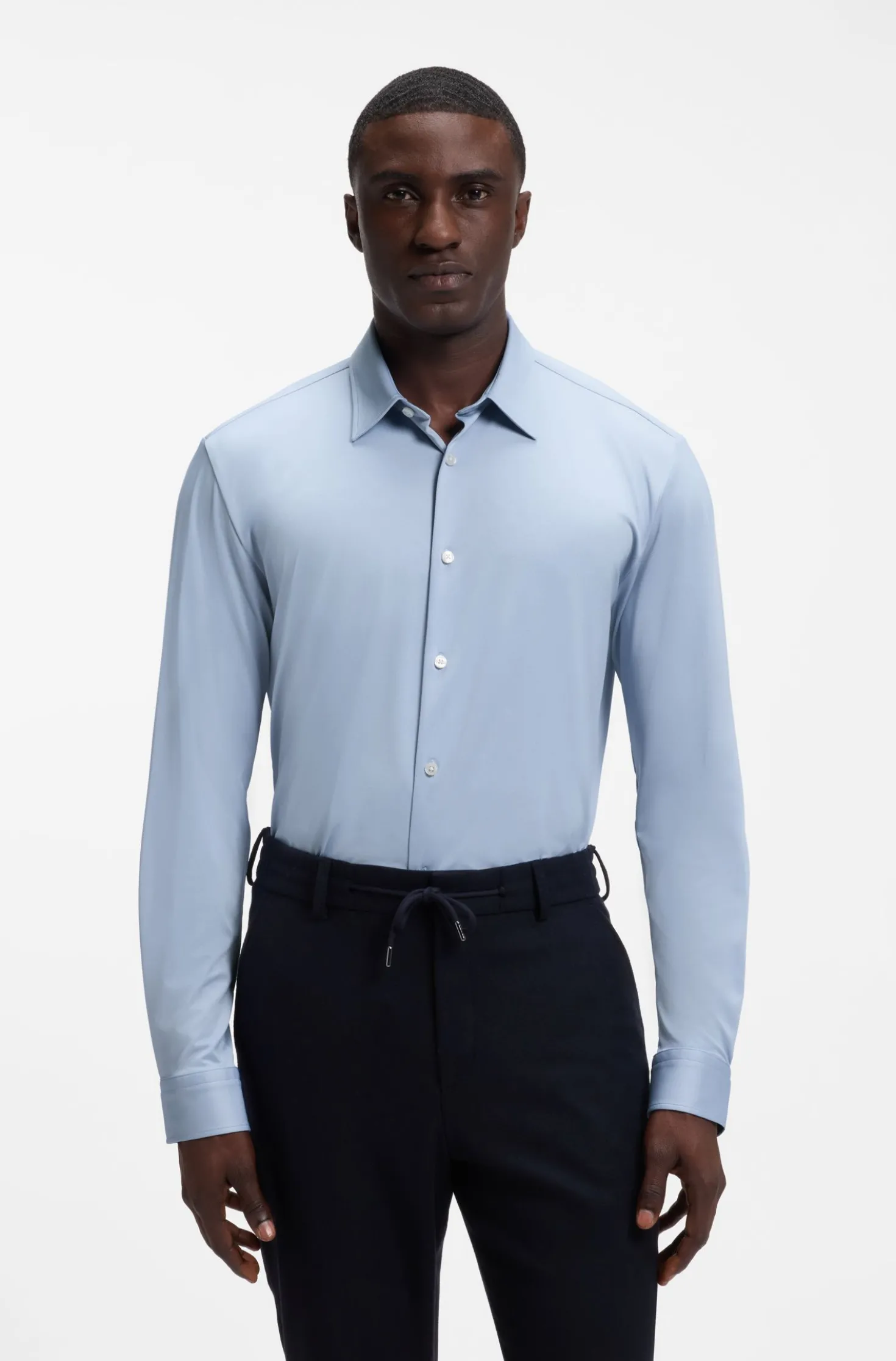 Slim-Fit Hemd aus strukturiertem Performance-Stretch-Gewebe
