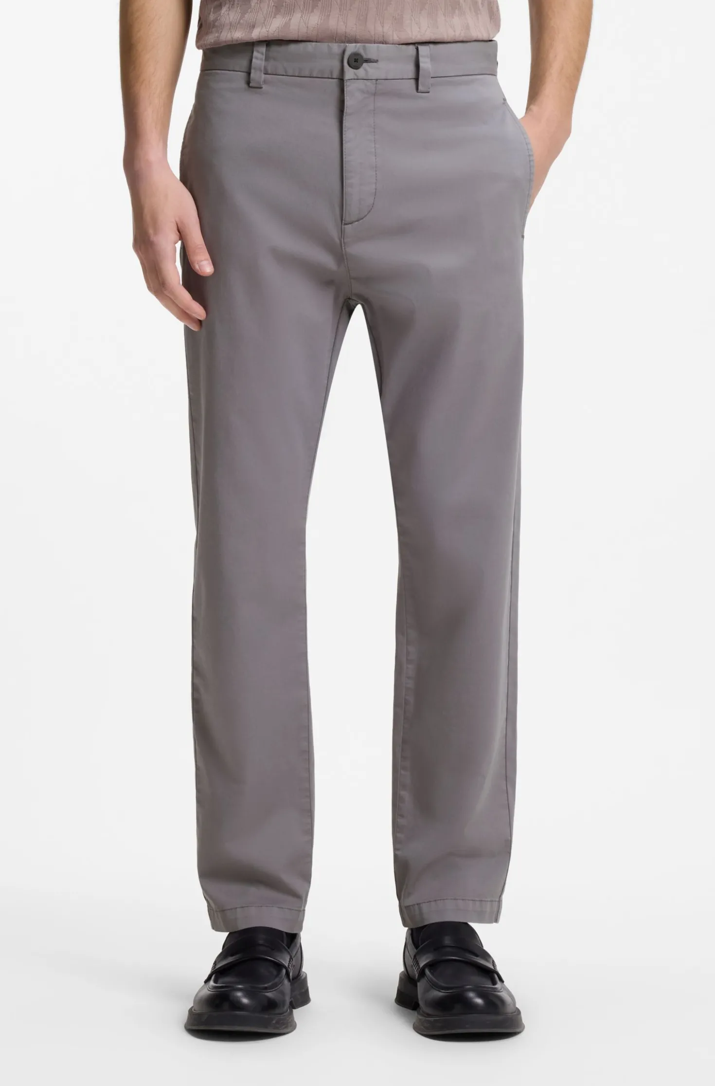 Slim-Fit Hose aus elastischer Baumwoll-Gabardine