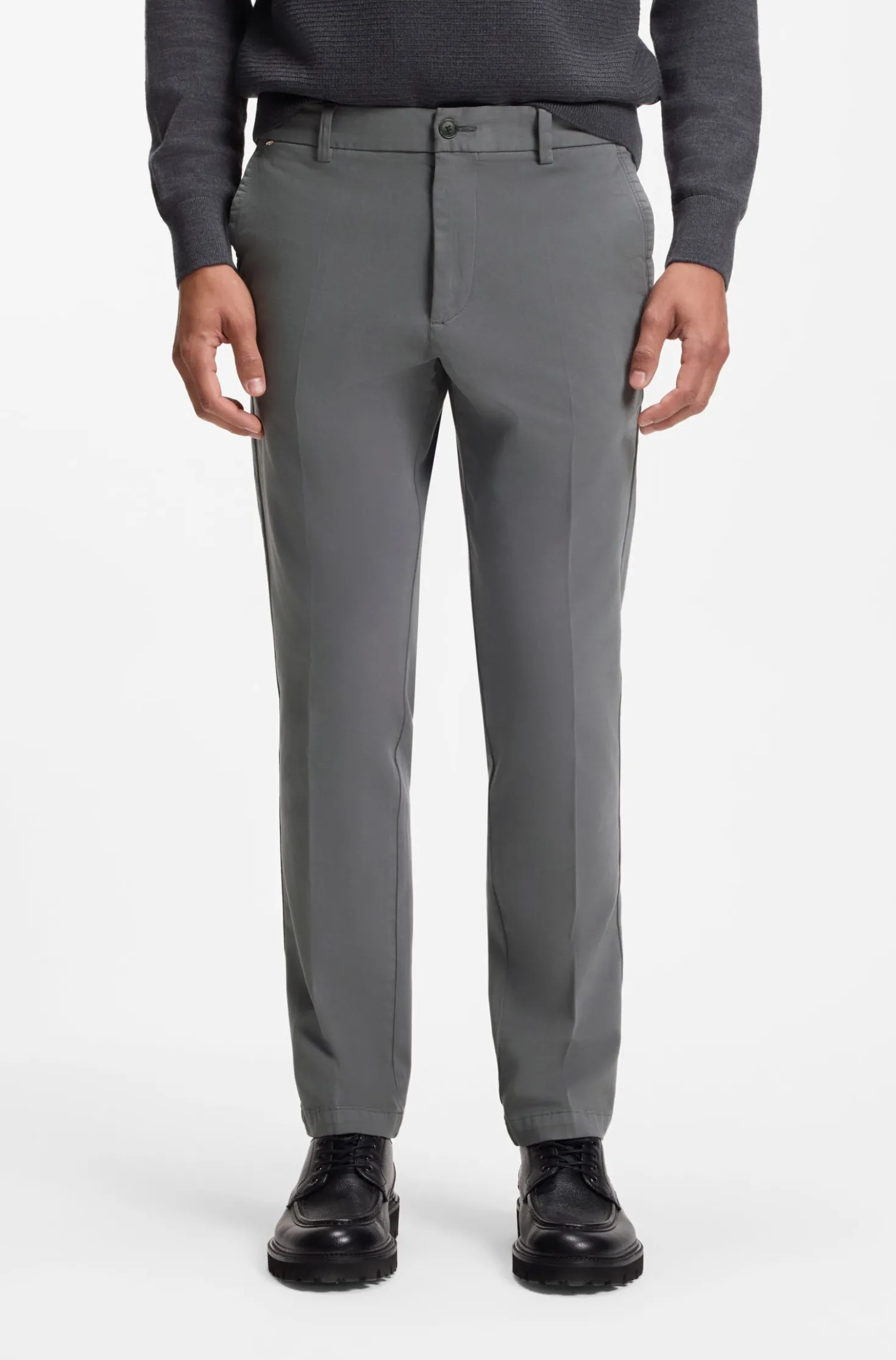 Slim-Fit Hose aus elastischer Baumwoll-Gabardine