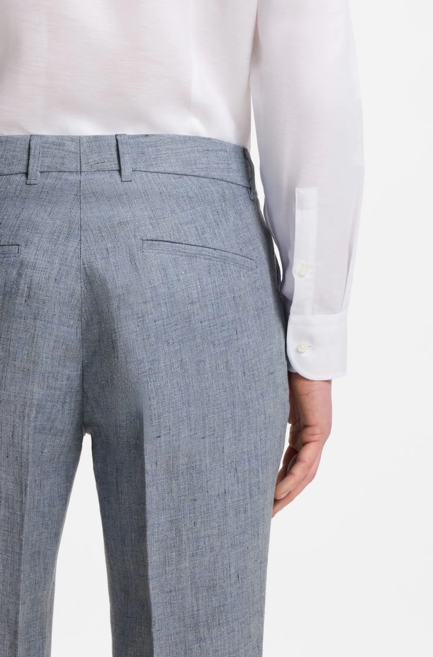 Slim-Fit Hose aus gemustertem Leinen