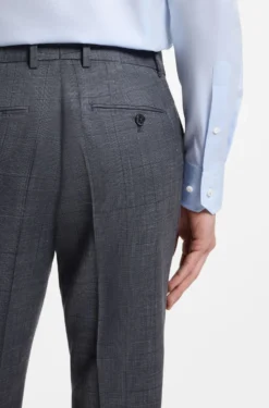 Slim-Fit Hose aus Schurwoll-Mix mit Seide und Leinen