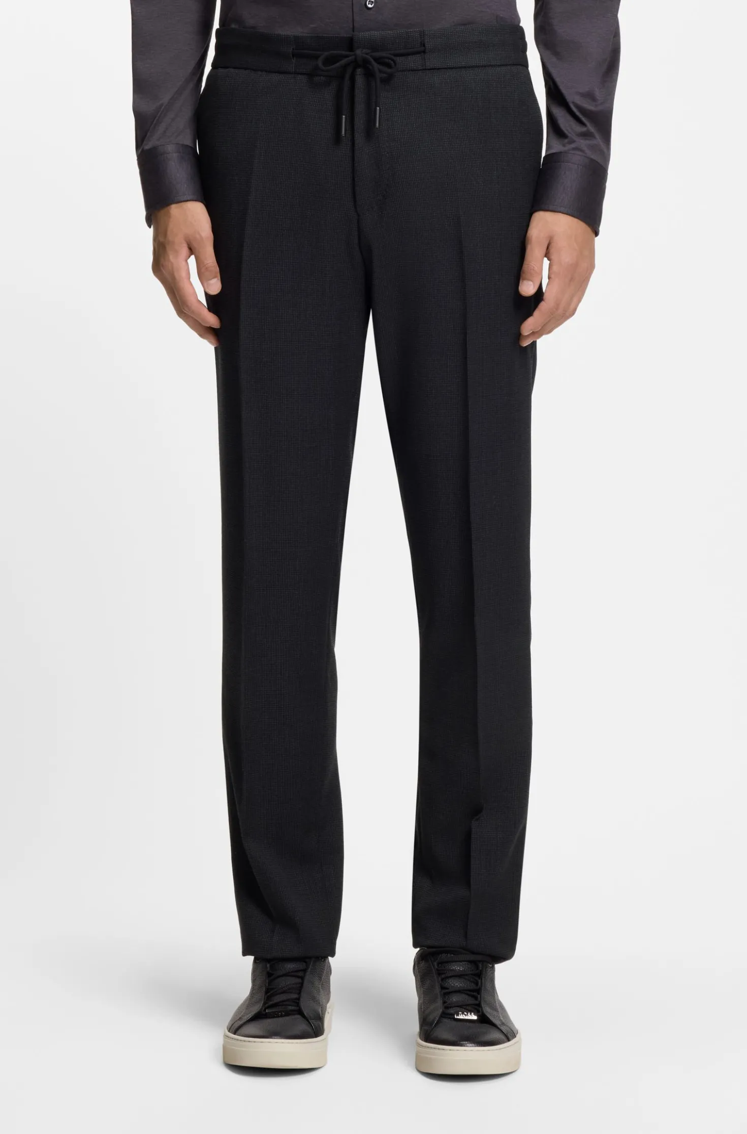 Slim-Fit Hose aus Schurwoll-Mix mit Seide