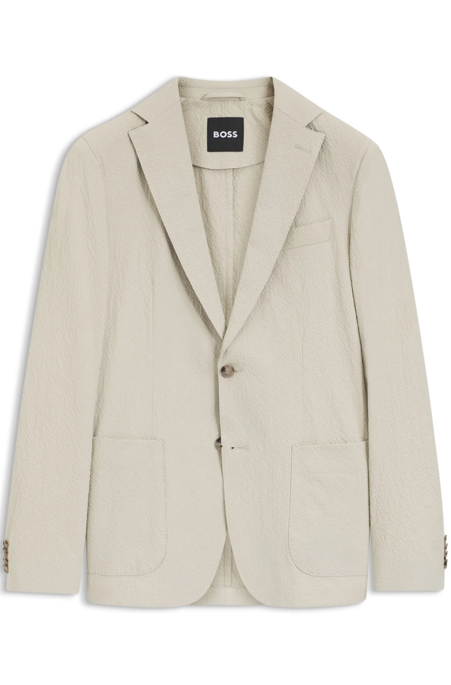 Slim-Fit Jacke aus elastischem Baumwoll-Seersucker