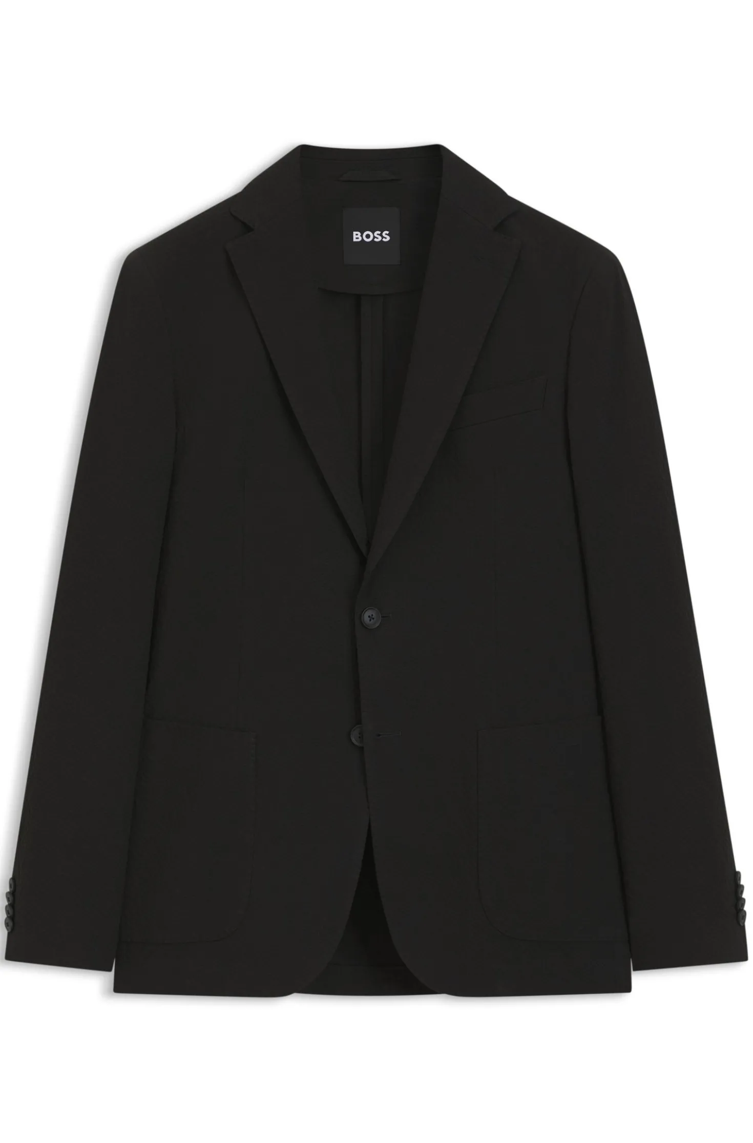 Slim-Fit Jacke aus elastischem Baumwoll-Seersucker