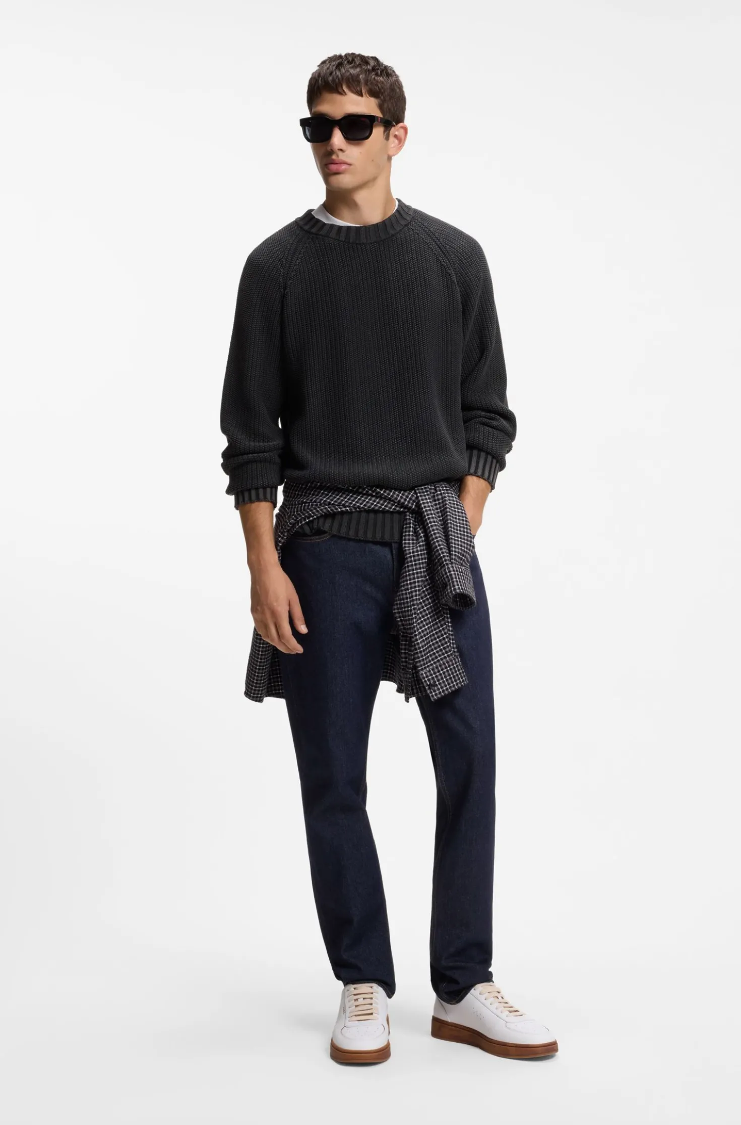 Slim-Fit Jeans aus dunkelblauem Stretch-Denim