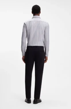 Slim-Fit Jersey-Hemd aus Baumwoll-Mix mit Streifen-Muster