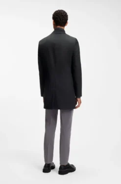 Slim-Fit Mantel aus wasserabweisendem Woll-Mix