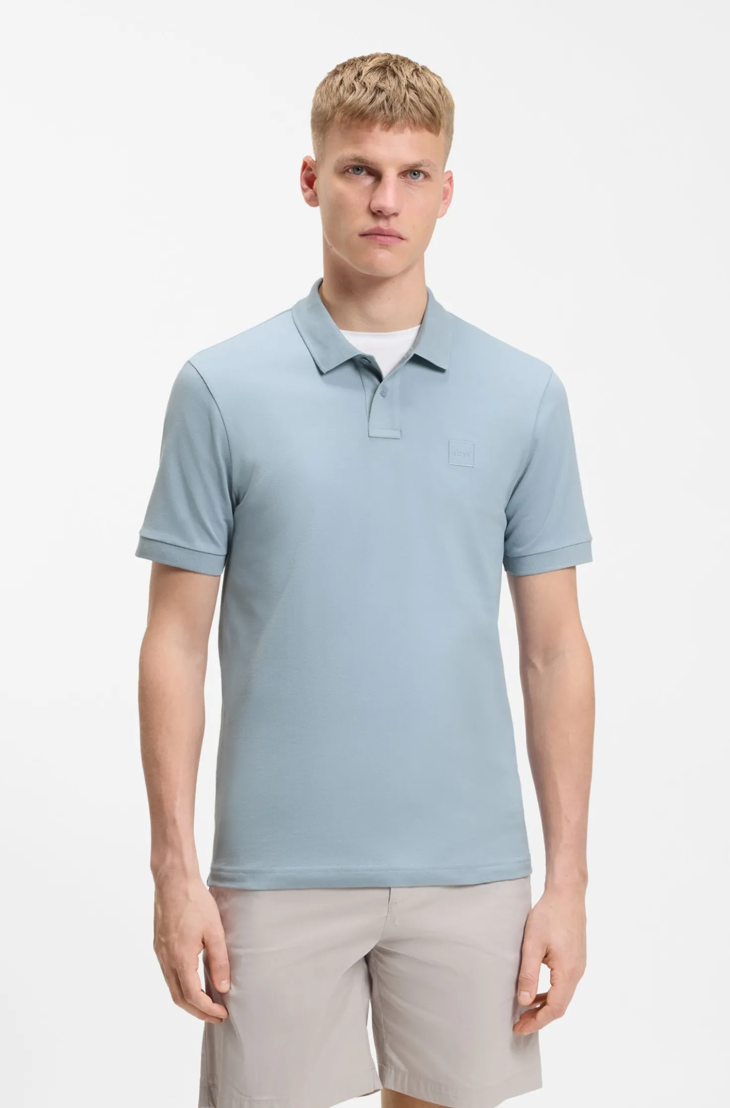 Slim-Fit Polohemd aus Stretch-Baumwolle mit Logo-Aufnäher