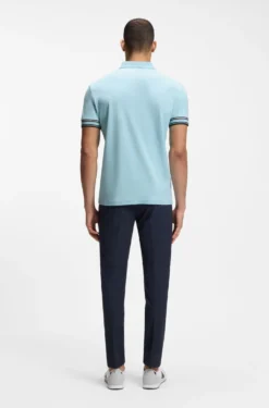 Slim-Fit Poloshirt aus Baumwolle mit gestreiften Ärmelbündchen