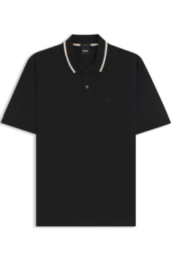 Slim-Fit Poloshirt aus Baumwolle mit gestreiftem Kragen
