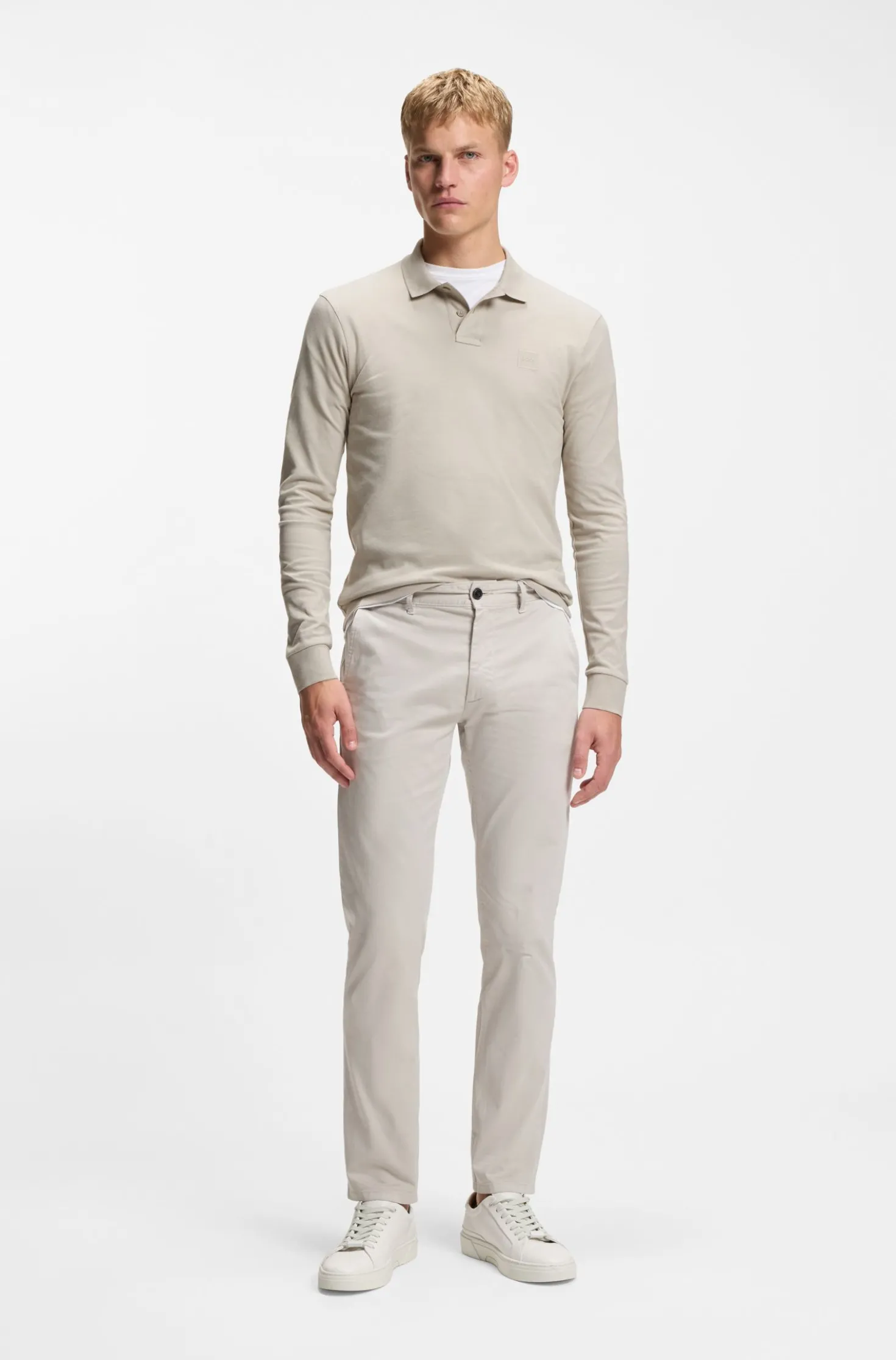 Slim-Fit Poloshirt aus elastischem Baumwoll-Piqué