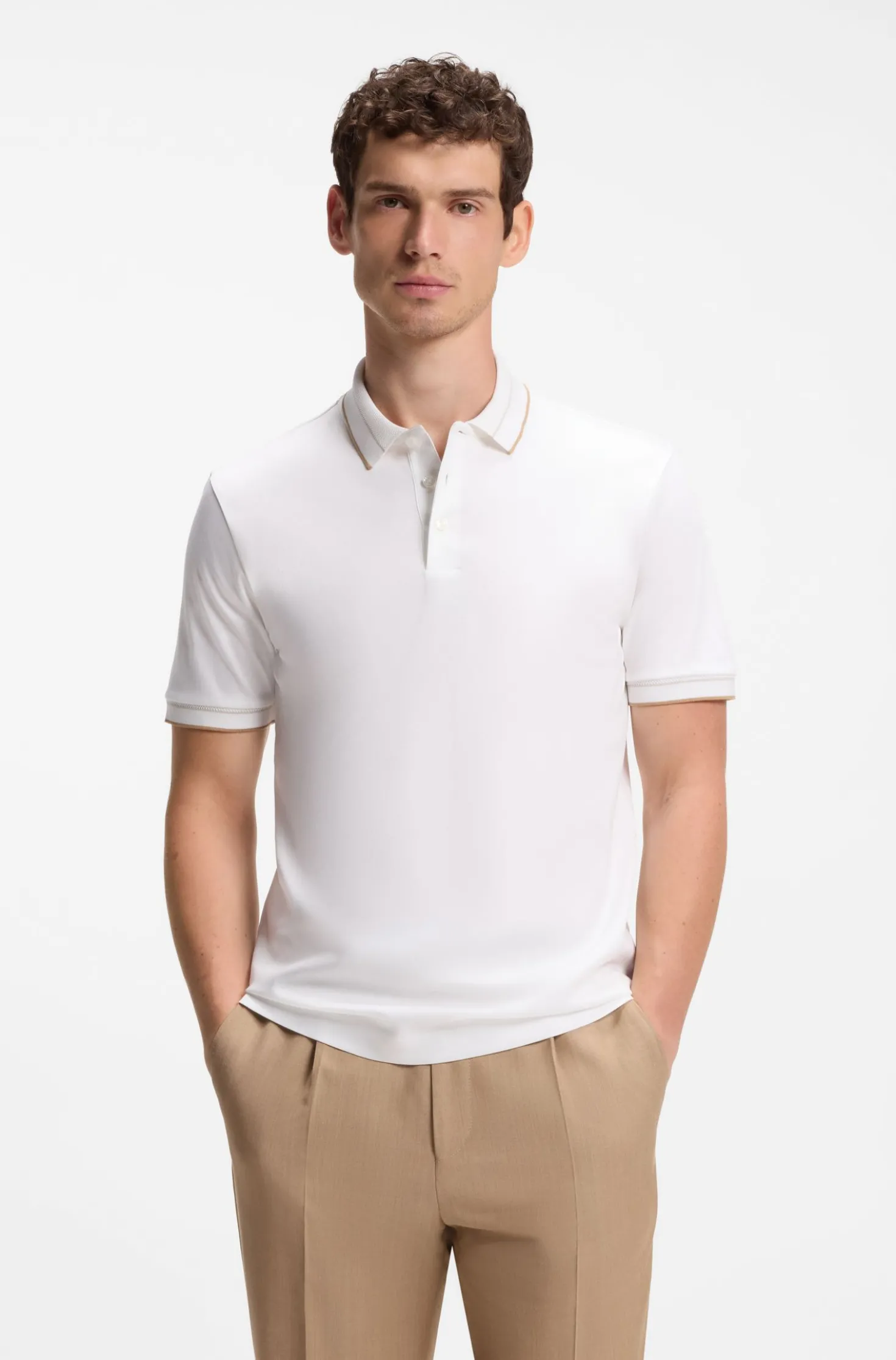 Slim-Fit Poloshirt aus merzerisierter Baumwolle