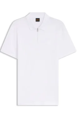 Slim-Fit Poloshirt aus Stretch-Baumwolle mit Reißverschluss