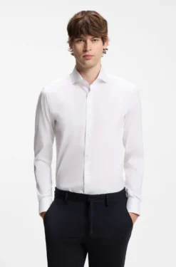 Slim-Fit Popeline-Hemd aus bügelleichtem Baumwoll-Mix