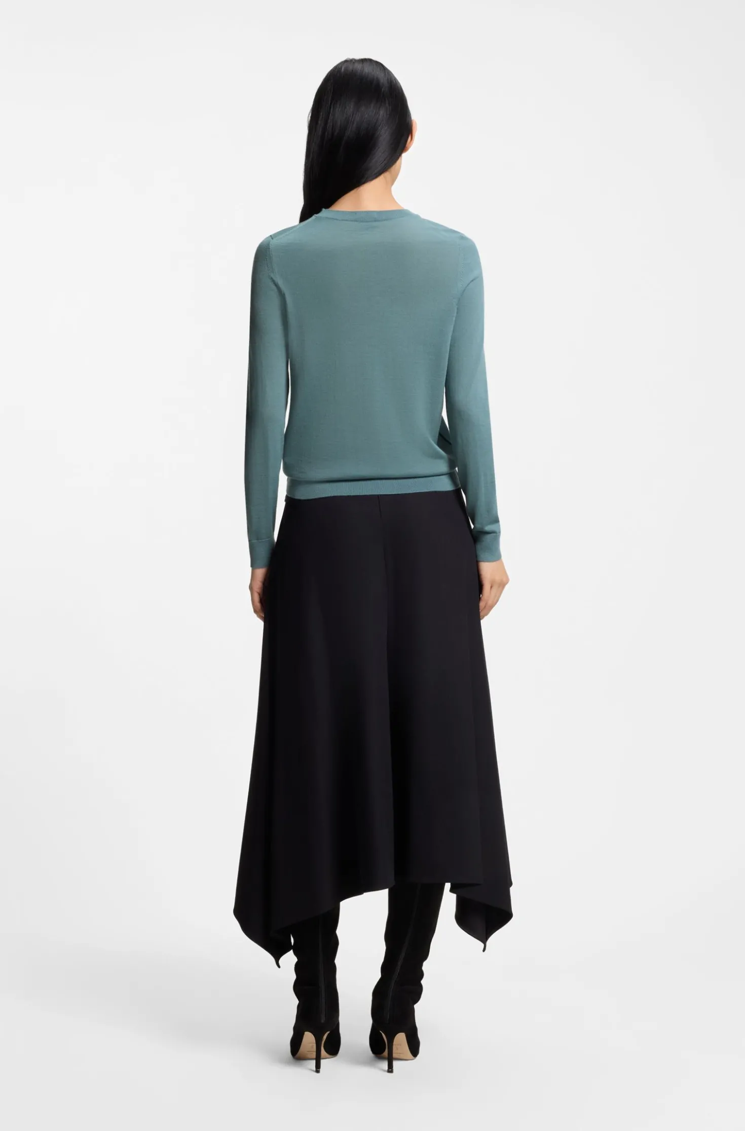 Slim-Fit Pullover aus Merinowolle mit Rundhalsausschnitt