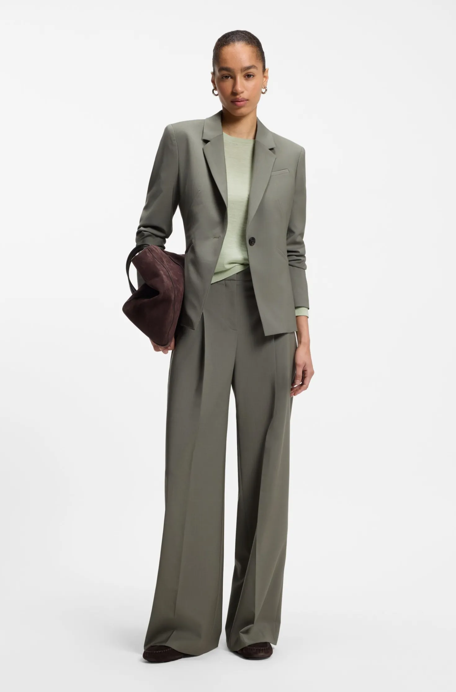 Slim-Fit Pullover aus Merinowolle mit Rundhalsausschnitt