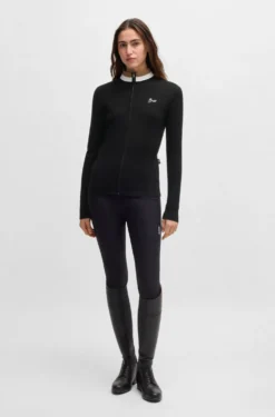 Slim-Fit Reitsport-Strickjacke mit Rippstruktur