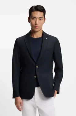Slim-Fit Sakko aus fein gemusterter Stretch-Wolle