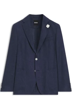Slim-Fit Sakko aus fein gemustertem Leinen-Mix
